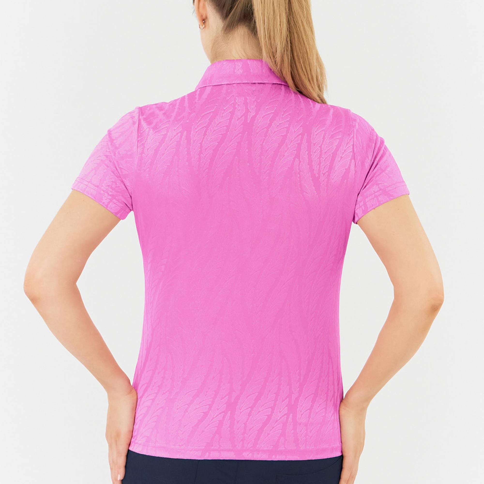 Pure Golf Freya Jacquard Ladies Golf Polo Shirt Azalea